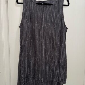 Eileen Fisher Gray Patterned Top sleeveless tunic tank top size large